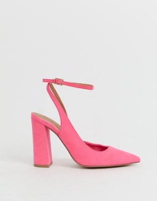 bright pink block heel shoes