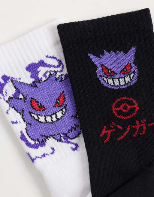 ASOS DESIGN pack de 2 calcetines Pokemon con gráfico de Gengar en multicolor, 3 de 3