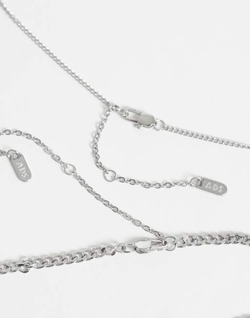 ASOS DESIGN - Pack de 2 collares de acero inoxidable impermeable con colgante de estrella en plata, 2 de 3