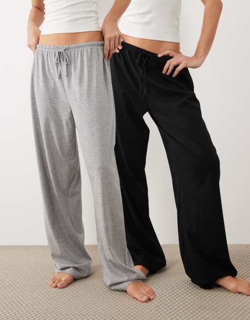Pack de 2 pijamas de color negro y gris jaspeado Mix & Match de ASOS DESIGN, 4 de 5