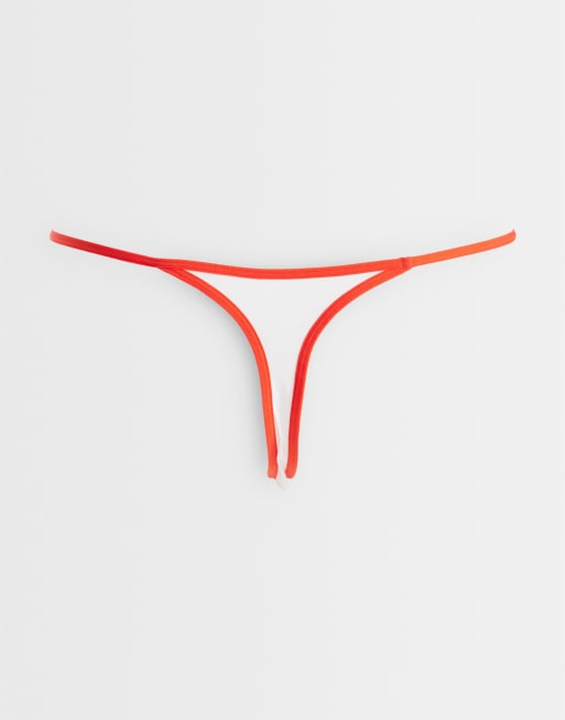 ASOS DESIGN - Pack de 3 tangas de color azul, rojo y rosa con ribetes en contraste de algodón, 2 de 3