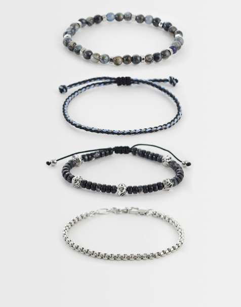 ASOS DESIGN - Pack de 4 pulseras de varios colores con cuentas y piedras descascarilladas - view 1