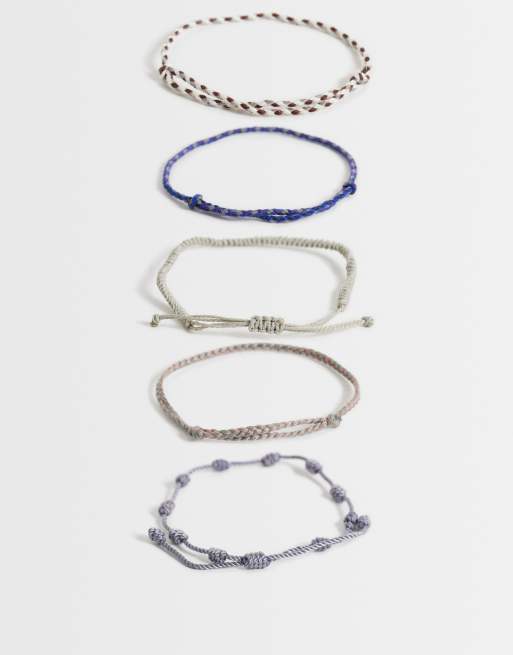 ASOS DESIGN pack de 5 pulseras con cordón en multicolor, 1 de 3