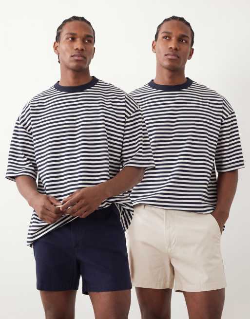 ASOS DESIGN - Pack de pantalones cortos chinos de color azul marino y piedra, 1 de 5