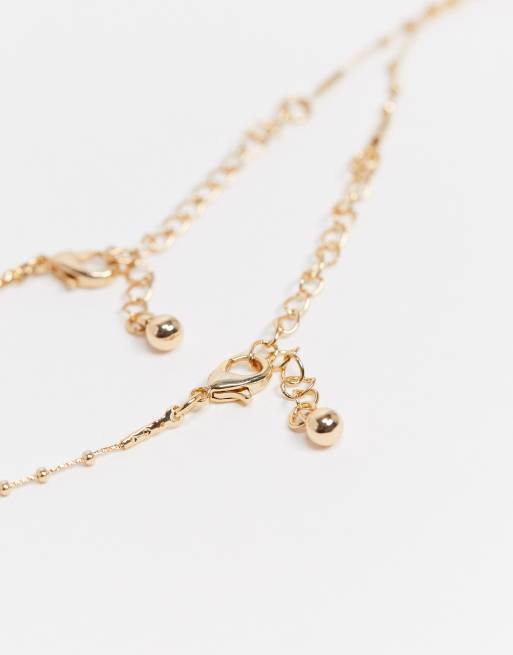 ASOS DESIGN pack of 2 14k gold plate dot dash chain necklace, 3 of 4