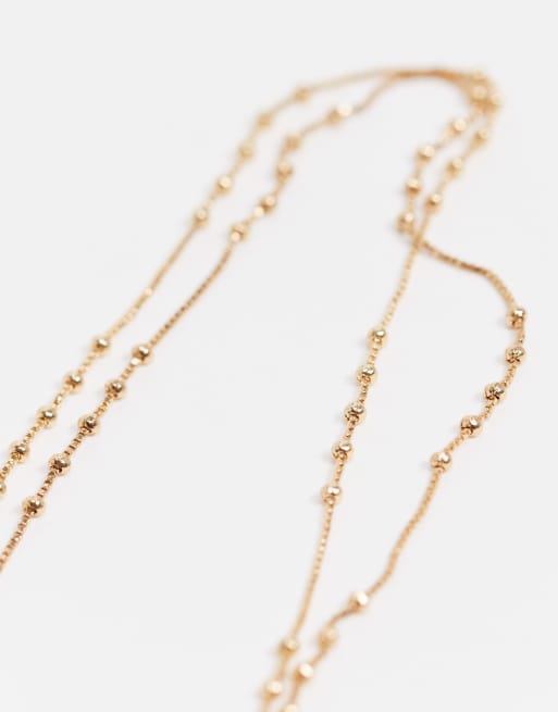 ASOS DESIGN pack of 2 14k gold plate dot dash chain necklace, 4 of 4