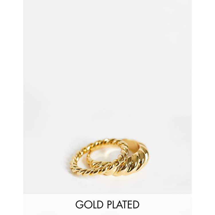 ASOS DESIGN 14k gold plated ring with engraved heart design