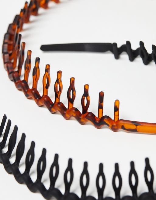 ASOS DESIGN pack of 90s headbands in black and tort ASOS