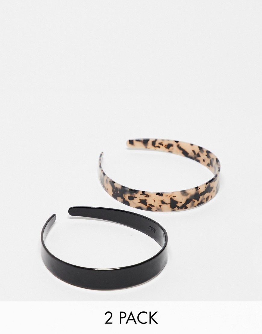 pack of 2 alice bands in milky tort and black-Multi