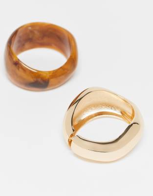 Asos Design Pack Of 2 Bangle In Brown