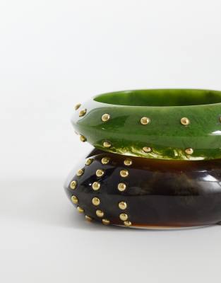 Asos Design Pack Of 2 Bangles In Multi