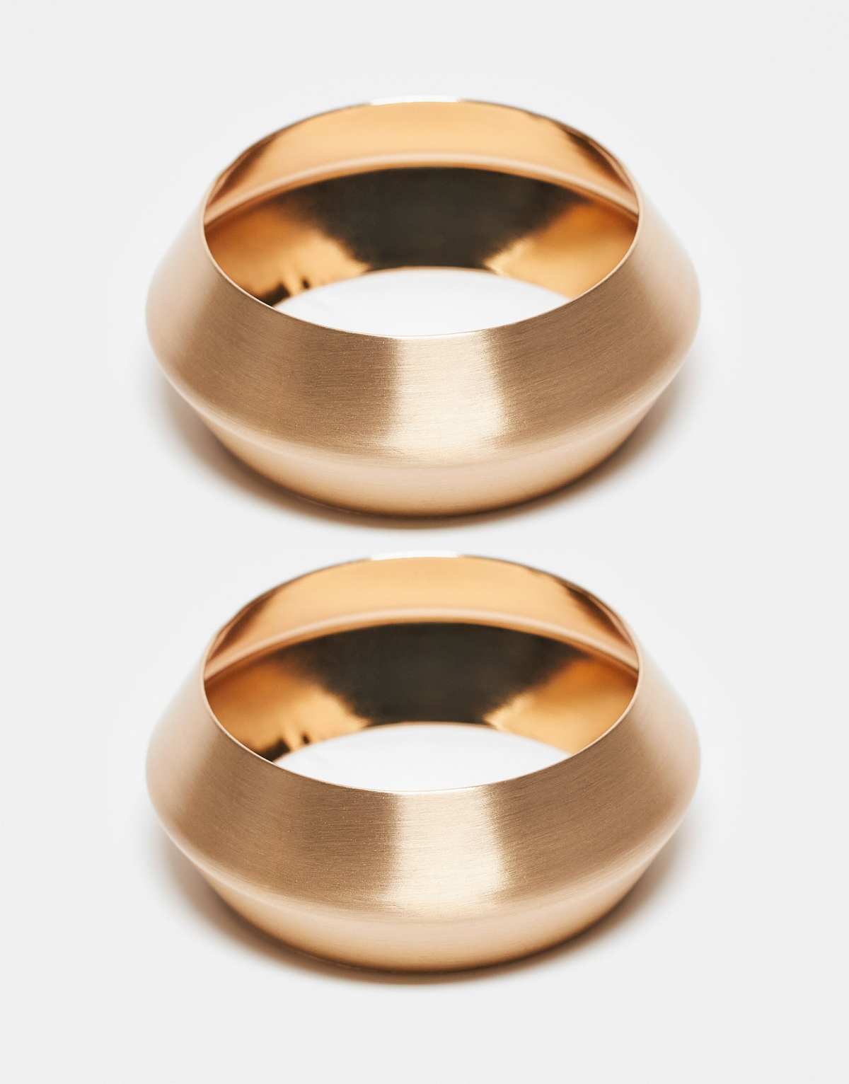 ASOS DESIGN pack of 2 bangles with brushed detail in gold tone