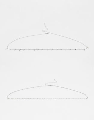 Asos Design Pack Of 2 Belly Chain With Disk And Twist Chain In Silver Tone In Gold