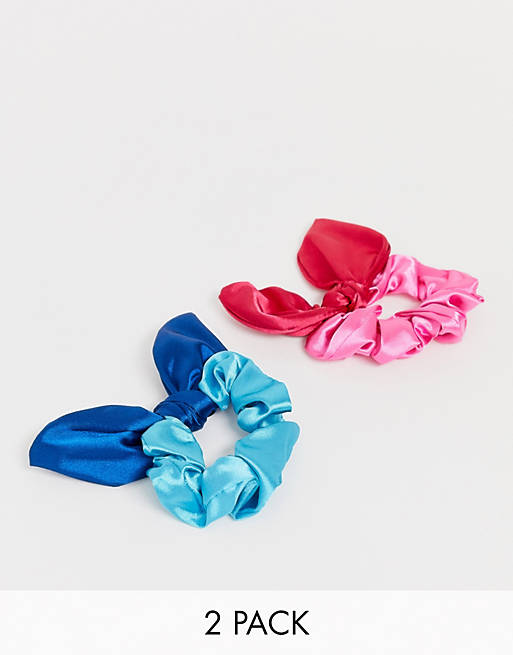 ASOS DESIGN pack of 2 bow scrunchie in two tone colors