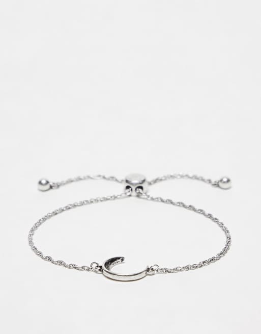 ASOS DESIGN pack of 2 bracelet with burnished sun and moon charms in silver tone, 4 of 4
