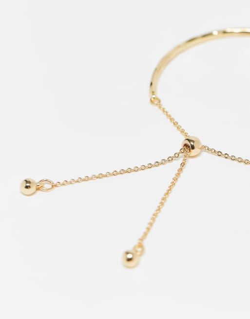 ASOS DESIGN pack of 2 bracelets with simple toggle detail in gold tone, 3 of 4