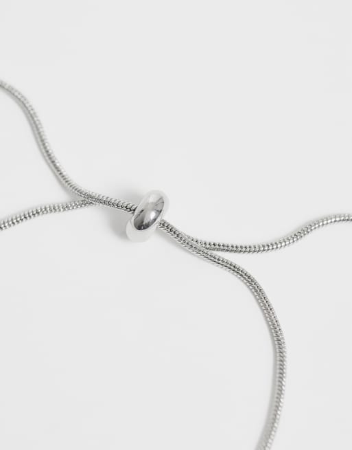 ASOS DESIGN pack of 2 bracelets with simple toggle detail in silver tone, 3 of 3