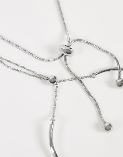 ASOS DESIGN pack of 2 bracelets with simple toggle detail in silver tone, 3 of 3