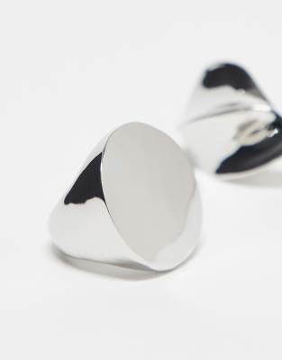 Asos Design Pack Of 2 Chunky Rings In Silver