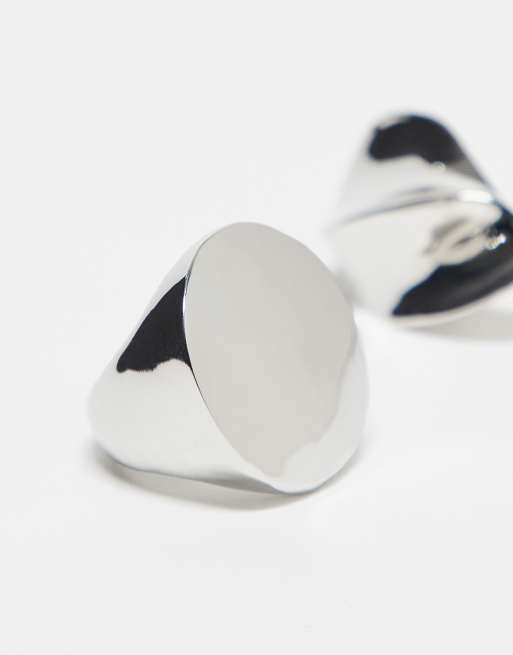 ASOS DESIGN pack of 2 chunky rings in silver tone, 2 of 3