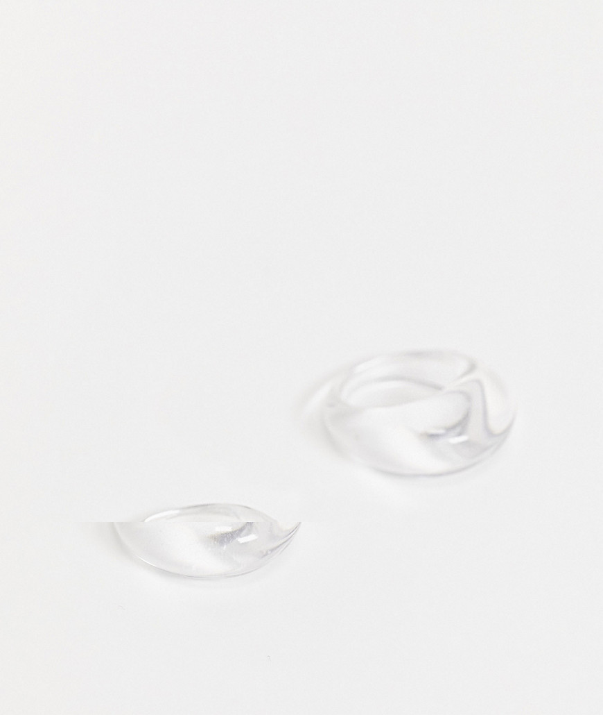 ASOS DESIGN pack of 2 clear domed plastic rings