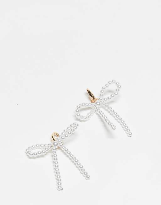 ASOS DESIGN pack of 2 faux pearl bow charms for shoes and accessories