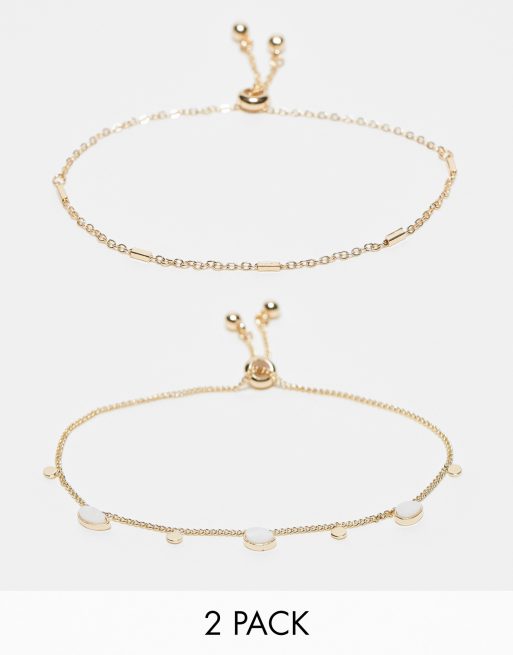 ASOS DESIGN pack of 2 friendship bracelets with pearl and chain design
