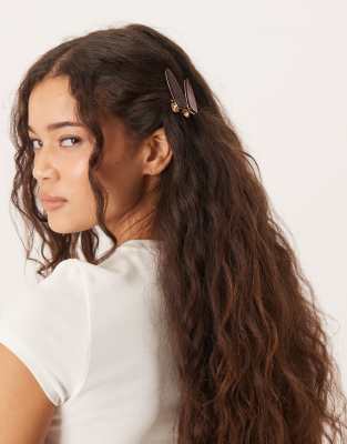 Asos Design Pack Of 2 Hair Clips In Multi