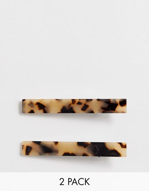 ASOS DESIGN pack of 2 hair clips in long rectangle shape in ...