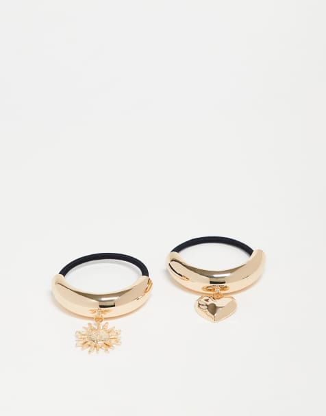 ASOS DESIGN pack of 2 hair cuffs with charm details in gold tone - view 1