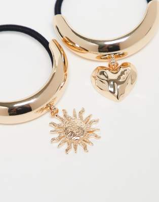 Asos Design Pack Of 2 Hair Cuffs With Charm Details