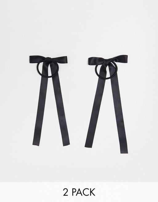 FhyzicsShops DESIGN pack of 2 hairbands with bow detail in black satin