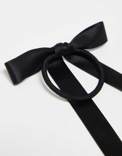 ASOS DESIGN pack of 2 hairbands with bow detail in black satin, 2 of 4