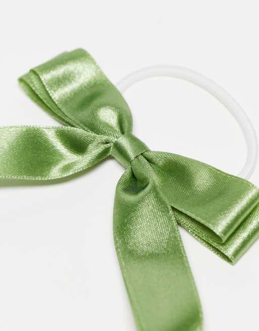 ASOS DESIGN pack of 2 hairbands with bow detail in grey and sage, 2 of 4