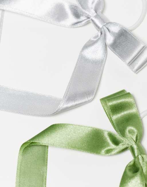 ASOS DESIGN pack of 2 hairbands with bow detail in grey and sage, 3 of 4