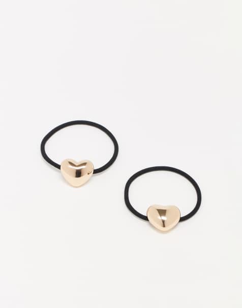 ASOS Design pack of 2 hairbands with heart detail in gold - view 1