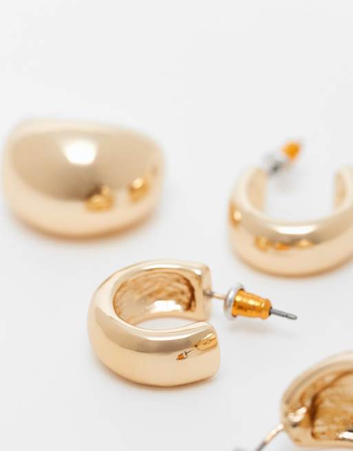ASOS DESIGN pack of 2 hoop earrings with minimal design in gold tone, 3 of 3
