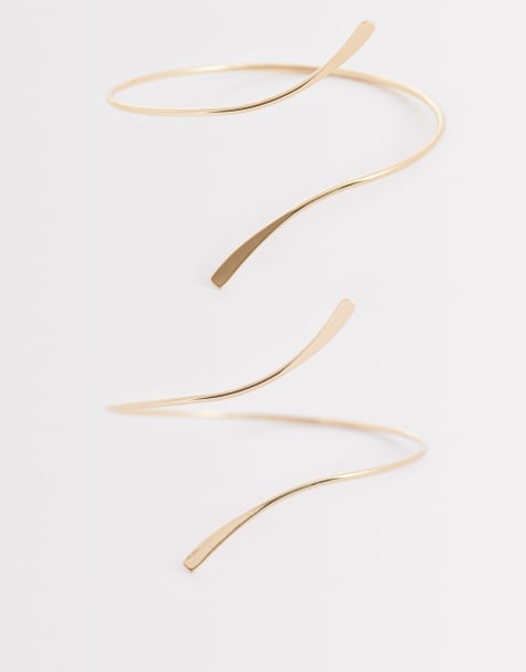 ASOS DESIGN pack of 2 leg tie cuffs in gold tone - view 1