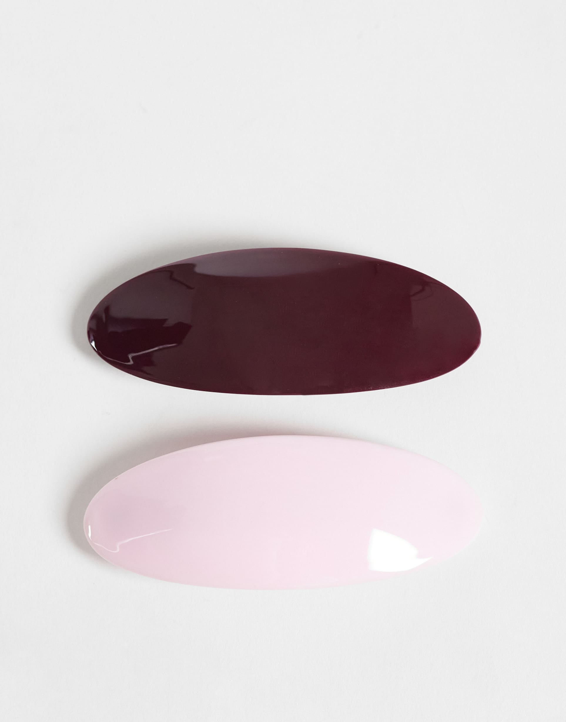 asos design pack of 2 mini oval barrettes in burgundy and pink