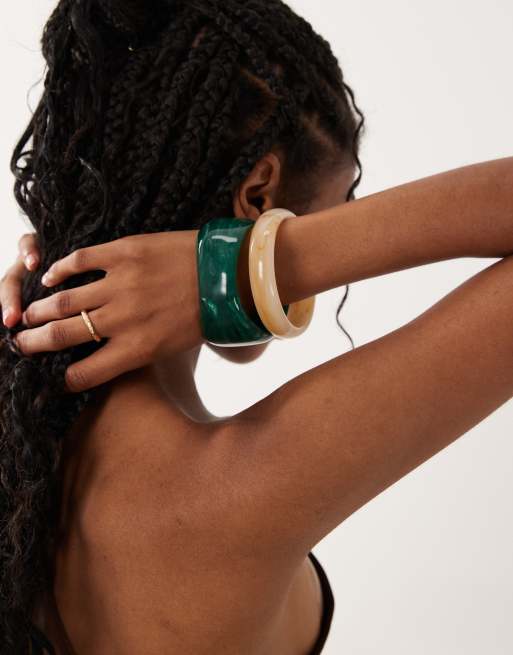 ASOS DESIGN pack of 2 mixed resin bangles, 2 of 4