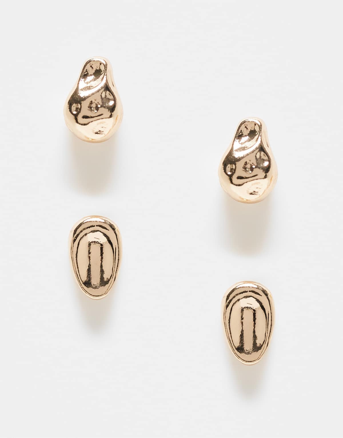 ASOS DESIGN pack of 2 molten mini studs in gold tone