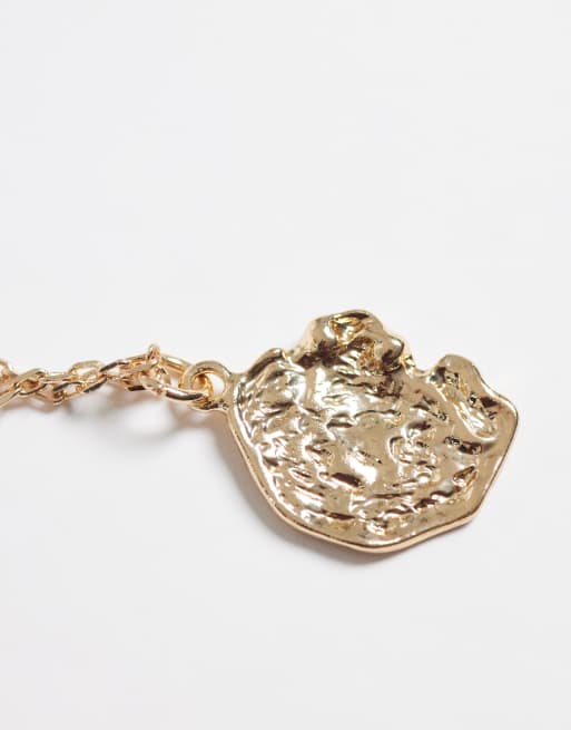 ASOS DESIGN pack of 2 neckaces with molten pendant in gold tone, 3 of 4