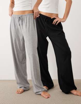 Asos Design Pack Of 2 Pajama Pants In Multi