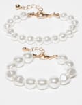[ASOS DESIGN] ASOS DESIGN pack of 2 pearl bracelets-Gold No Size GOLD