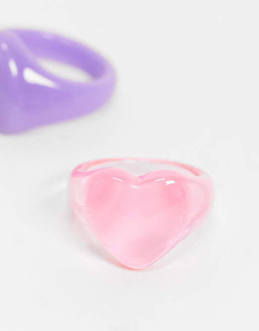 Plastic hot sale heart ring