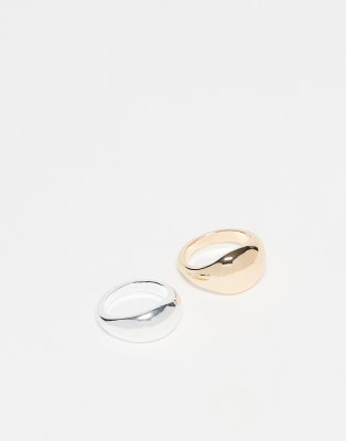 ASOS DESIGN ASOS DESIGN pack of 2 rings with bubble design in mixed metal-Multi