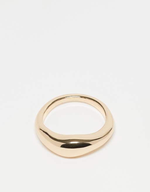ASOS DESIGN pack of 2 rings with real semi-precious tigers eye stone in gold tone, 3 of 3