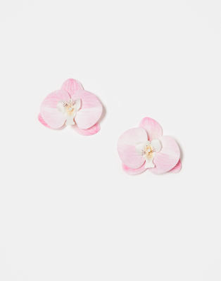 ASOS DESIGN pack of 2 shoe clips with faux orchid flowers in pink - view 1