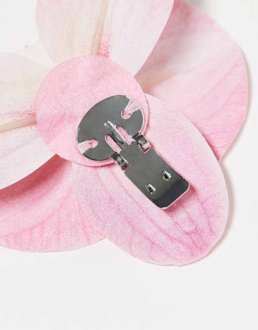 ASOS DESIGN pack of 2 shoe clips with faux orchid flowers in pink