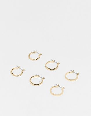 ASOS DESIGN pack of 3 20mm hoop earrings in gold tone | ASOS